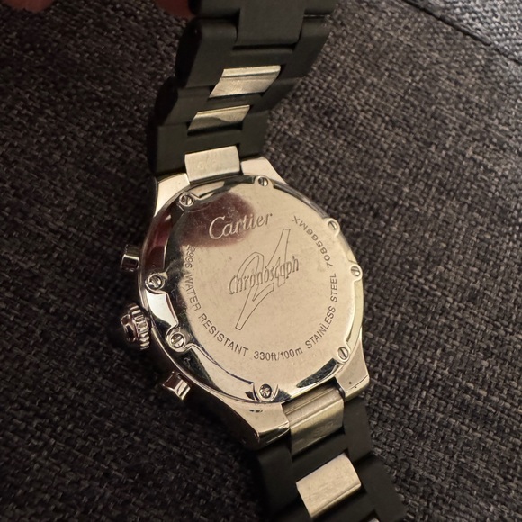 Cartier Must 21 Chronoscaph 32mm Stainless Steel & Rubber Unisex Watch BlackDial - Picture 5 of 14